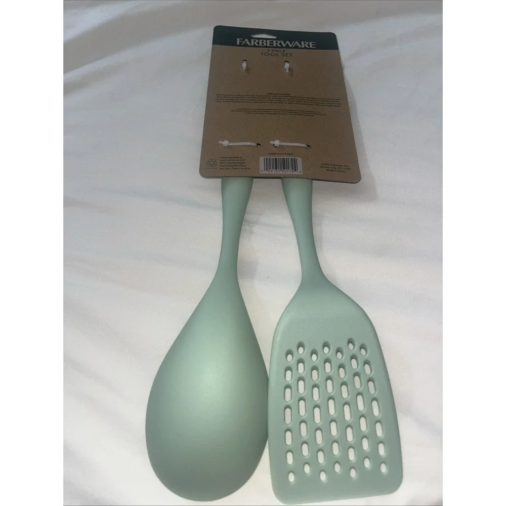 Brand New Farberware Cooking Utensils‎ Nylon Slotted Turner & Basting Spoon Set